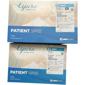 5 Merit Medical Aspira Drainage Kits (1L) WITH 5 Sterile Dressings EXP 5/21/26